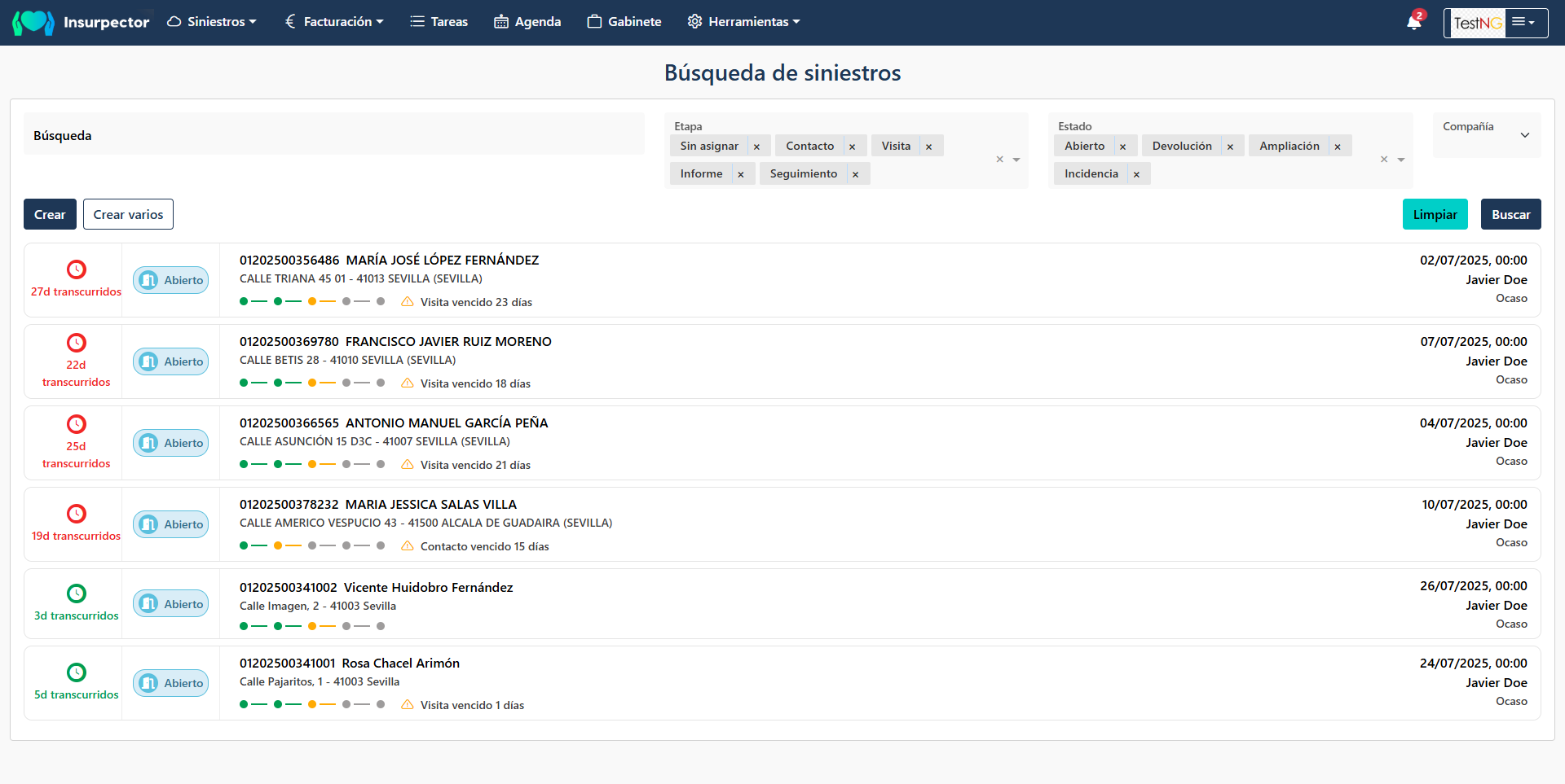 Gestión de siniestros
