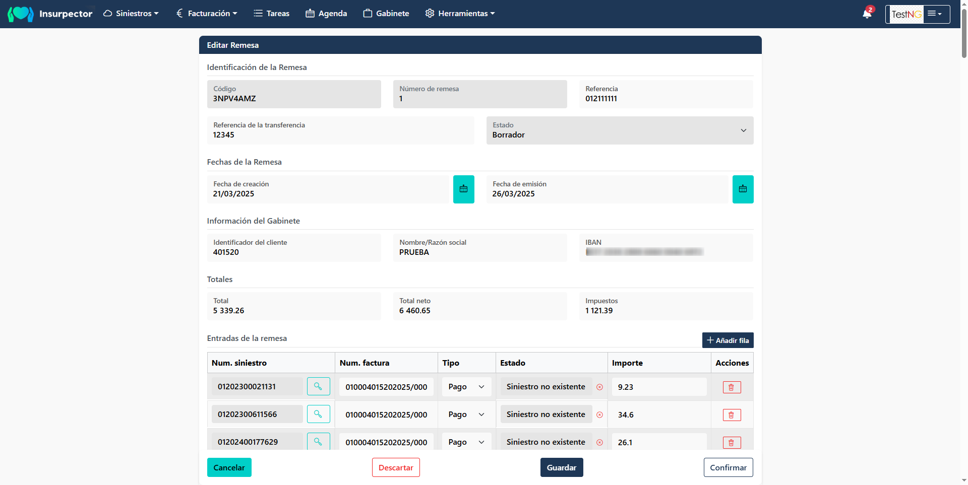 Remesas y facturación